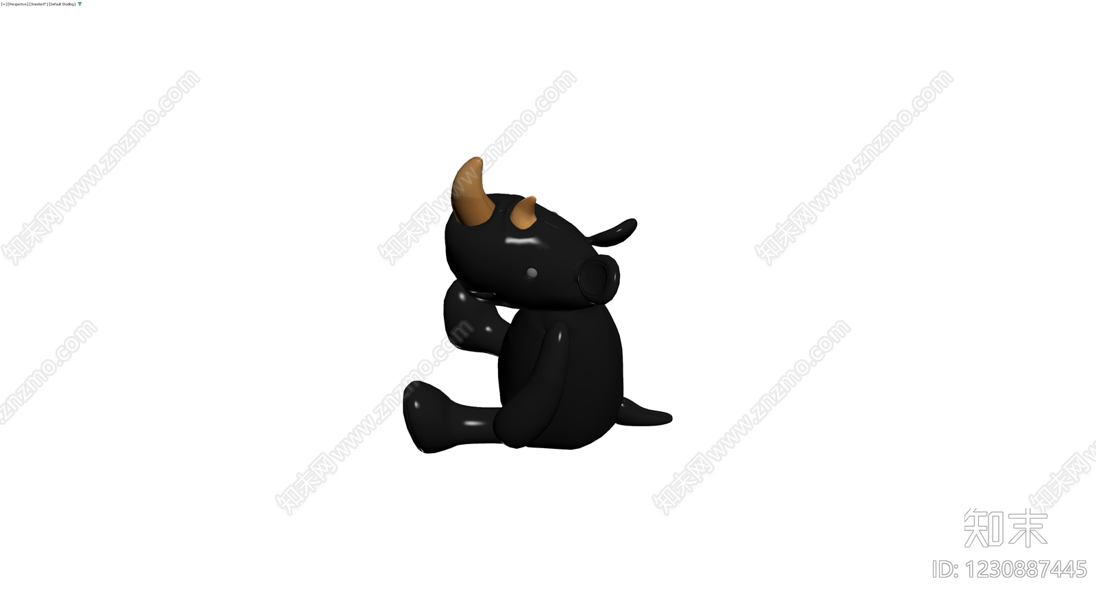 黑色带角卡通雕塑3D模型下载【ID:1230887445】