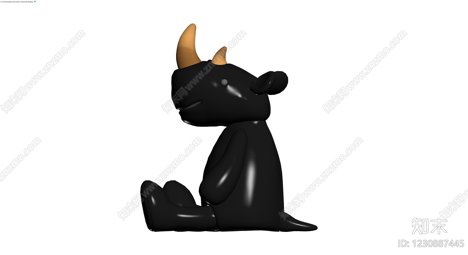 黑色带角卡通雕塑3D模型下载【ID:1230887445】