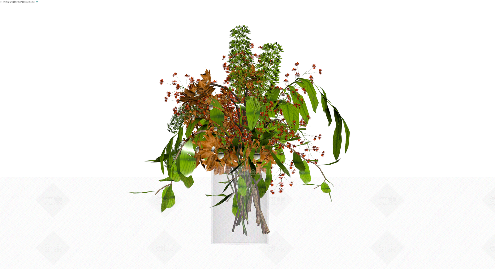 玻璃花瓶插花组合3D模型下载【ID:1230162712】