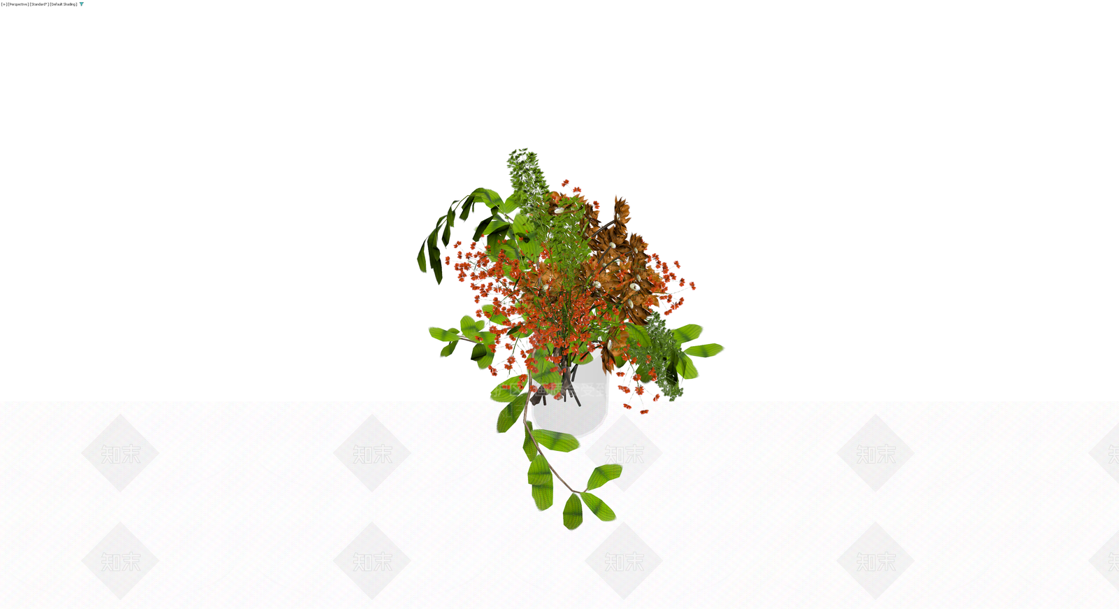 玻璃花瓶插花组合3D模型下载【ID:1230162712】
