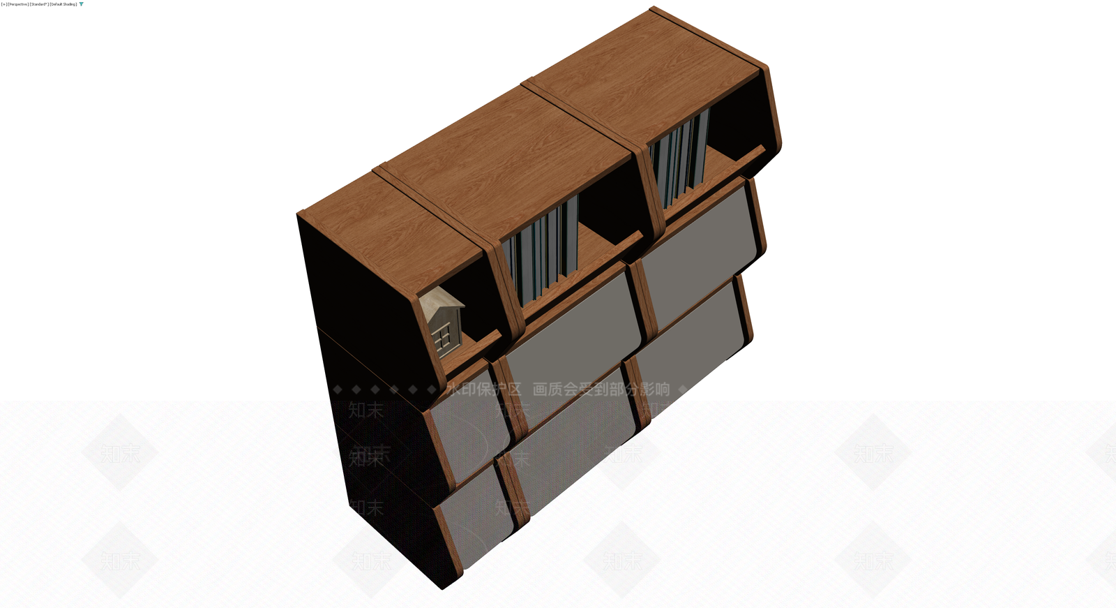 木质组合书柜模型3D模型下载【ID:1230578480】