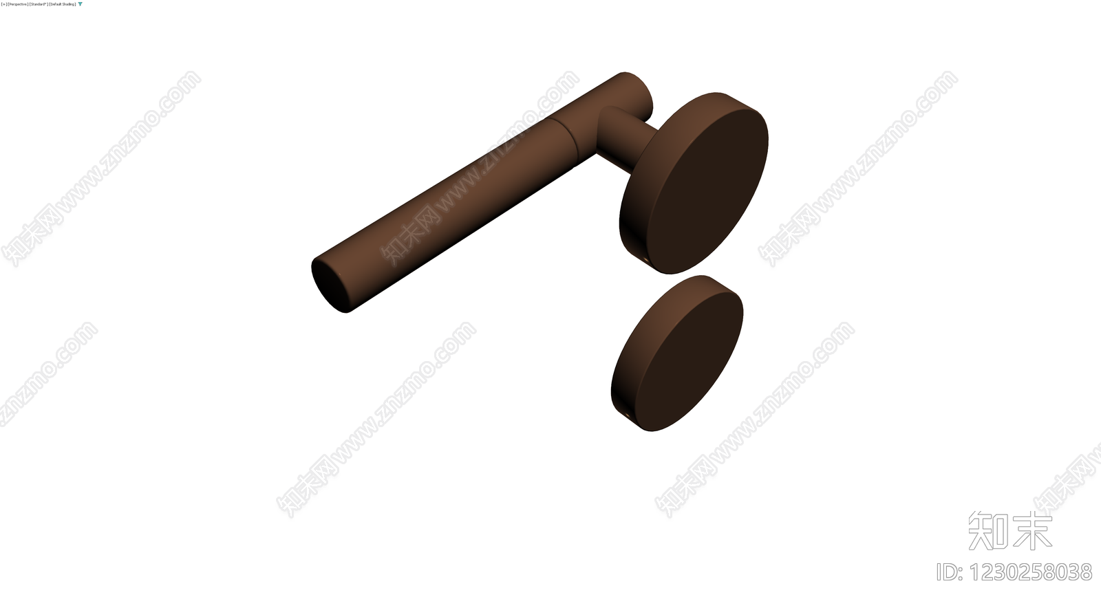 深棕色圆形门把手组件3D模型下载【ID:1230258038】