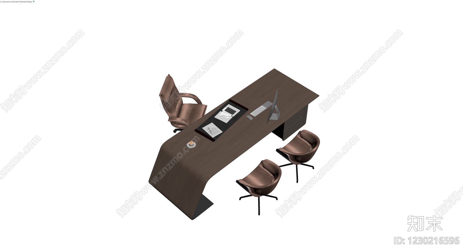 现代办公桌椅组合3D模型下载【ID:1230216596】