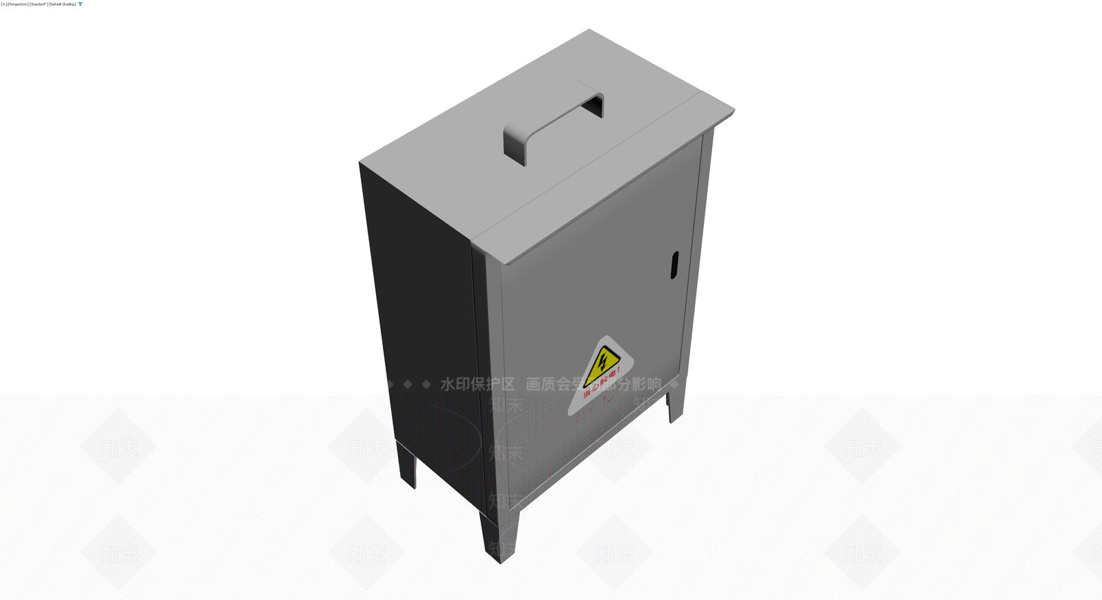 带警示标识的灰色配电箱3D模型下载【ID:1230325683】