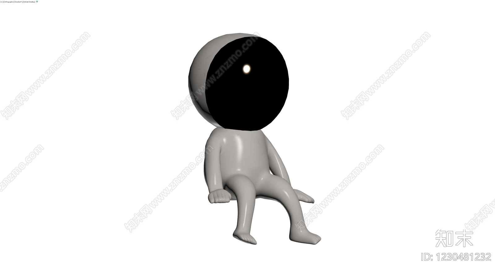 黑色大眼坐姿人偶3D模型下载【ID:1230481232】