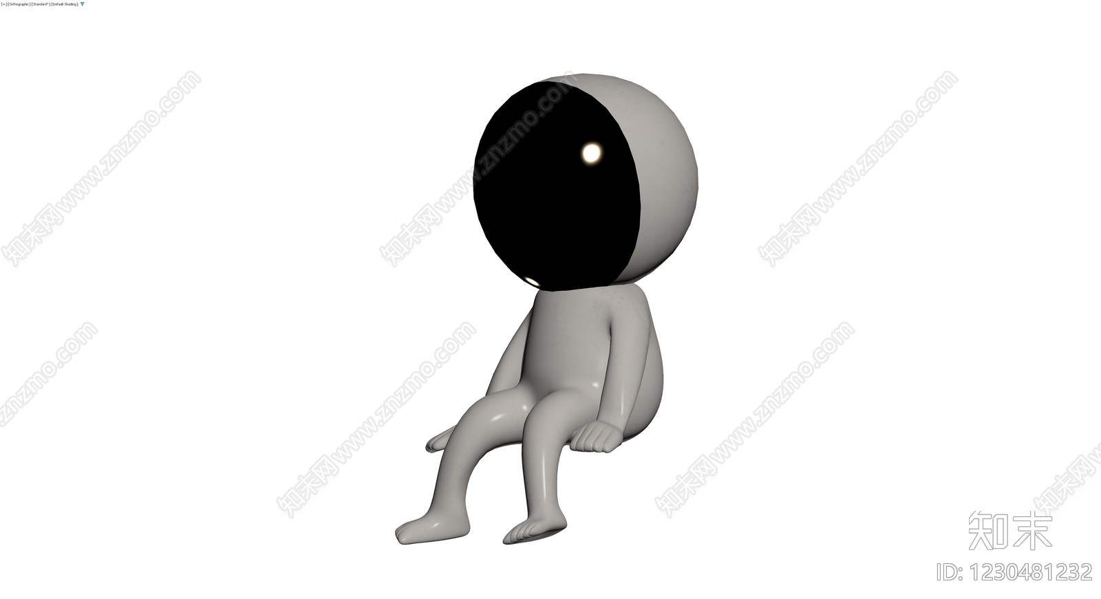 黑色大眼坐姿人偶3D模型下载【ID:1230481232】