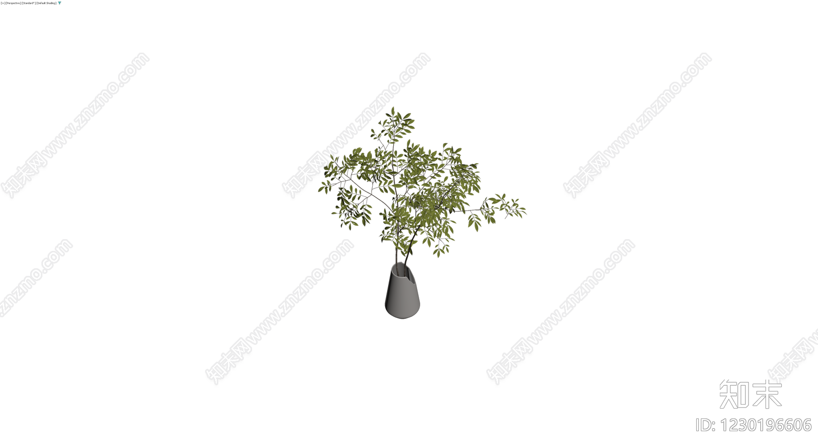 现代灰色花瓶配绿植3D模型下载【ID:1230196606】