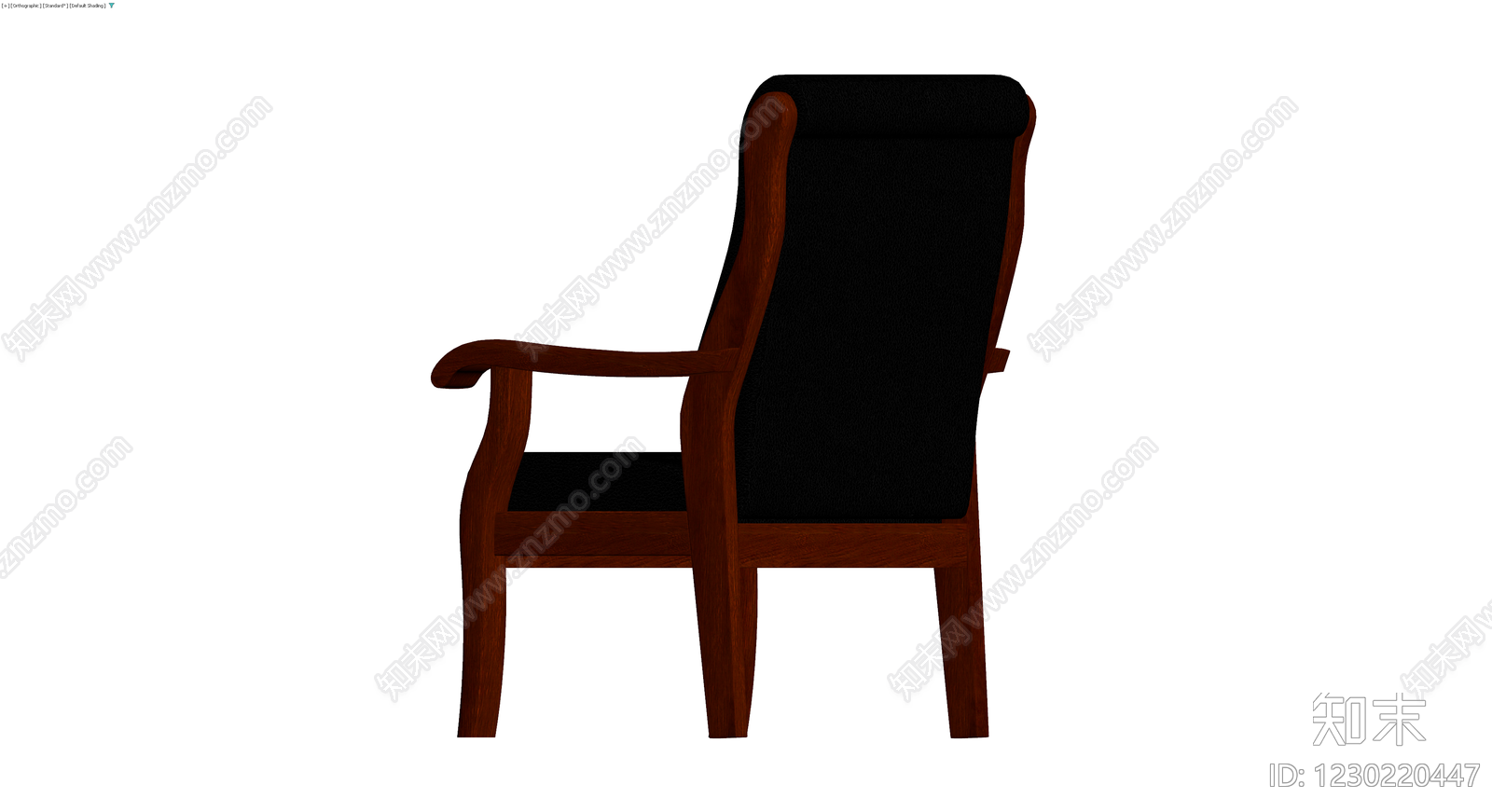 深色实木扶手椅3D模型下载【ID:1230220447】