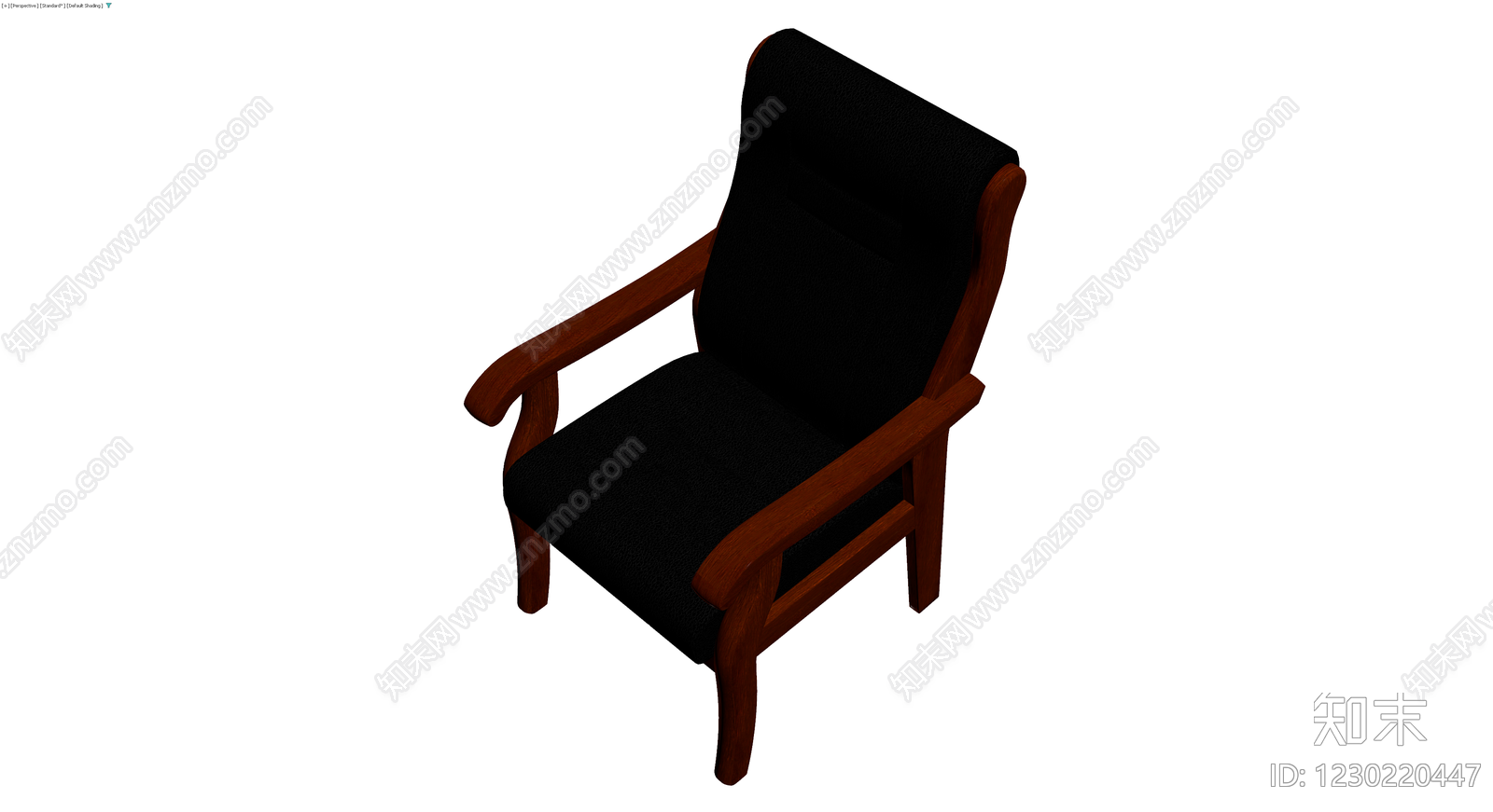 深色实木扶手椅3D模型下载【ID:1230220447】