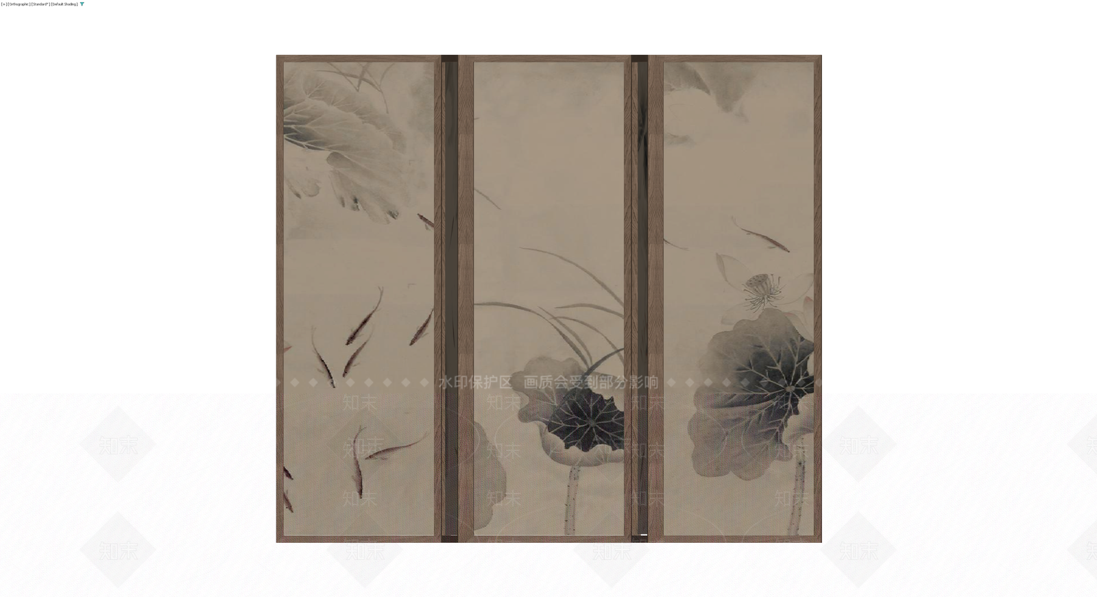 中式荷花屏风3D模型下载【ID:1230662216】