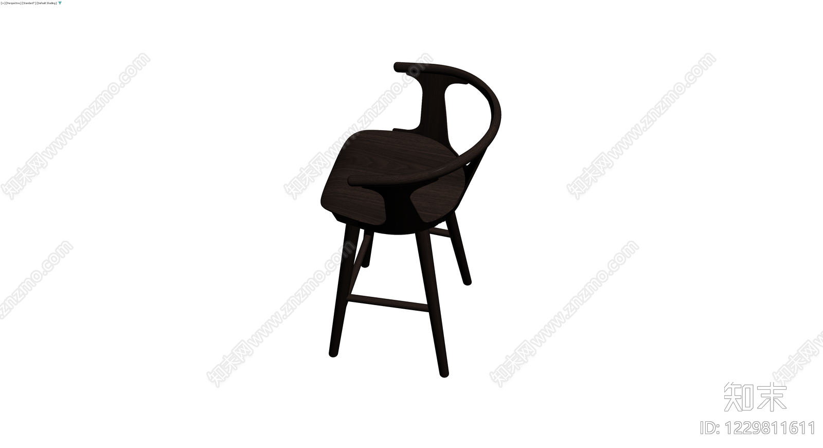 深色木质圈椅吧台凳3D模型下载【ID:1229811611】