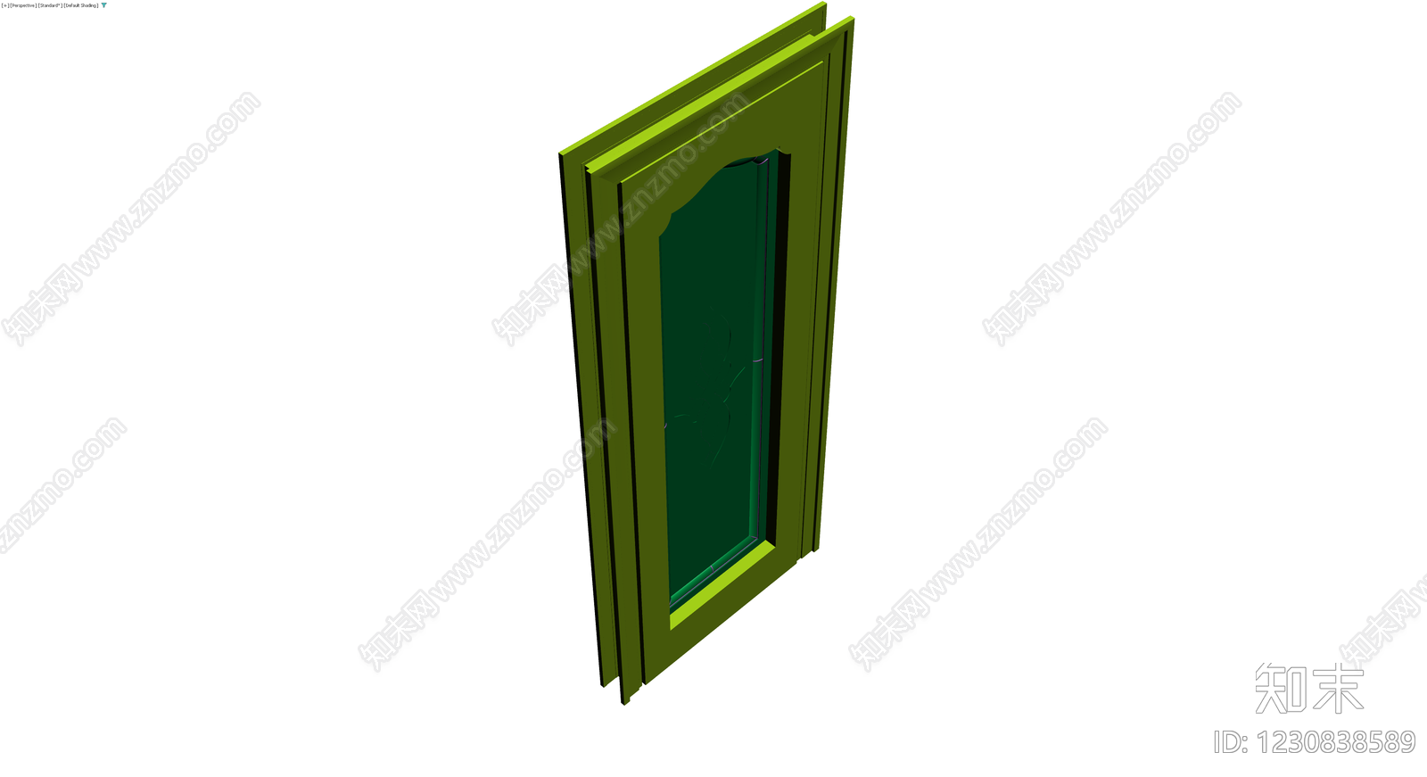 绿色装饰玻璃门3D模型下载【ID:1230838589】