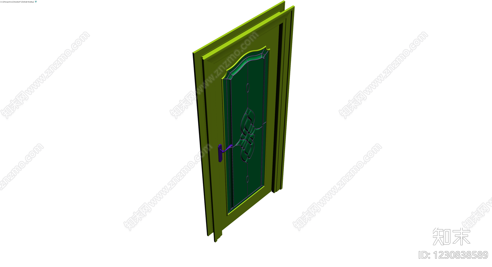 绿色装饰玻璃门3D模型下载【ID:1230838589】