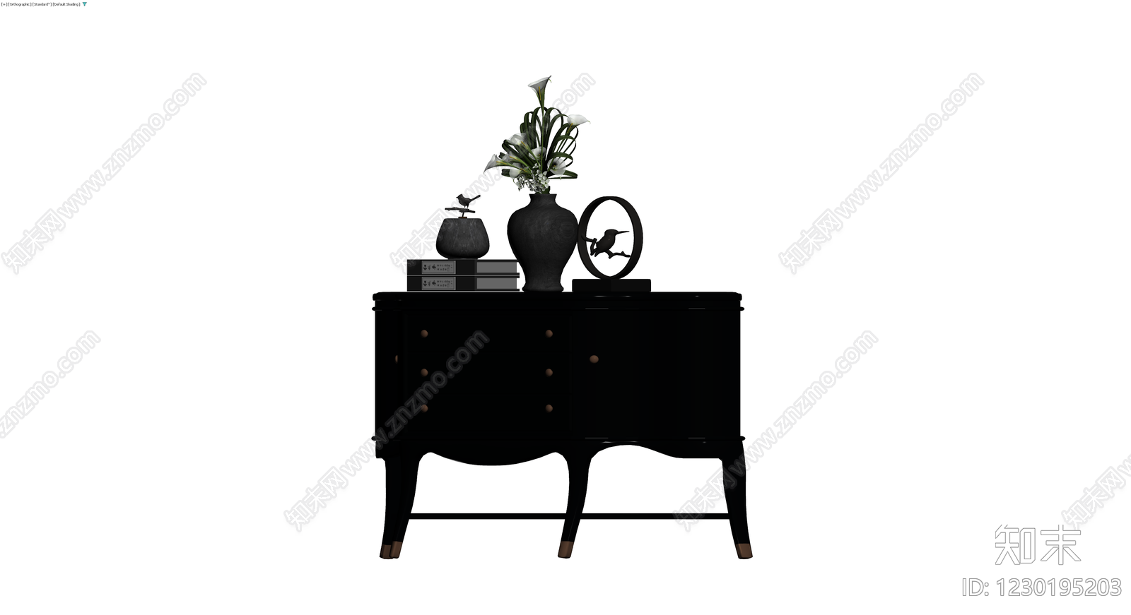 黑色法式边柜组合3D模型下载【ID:1230195203】