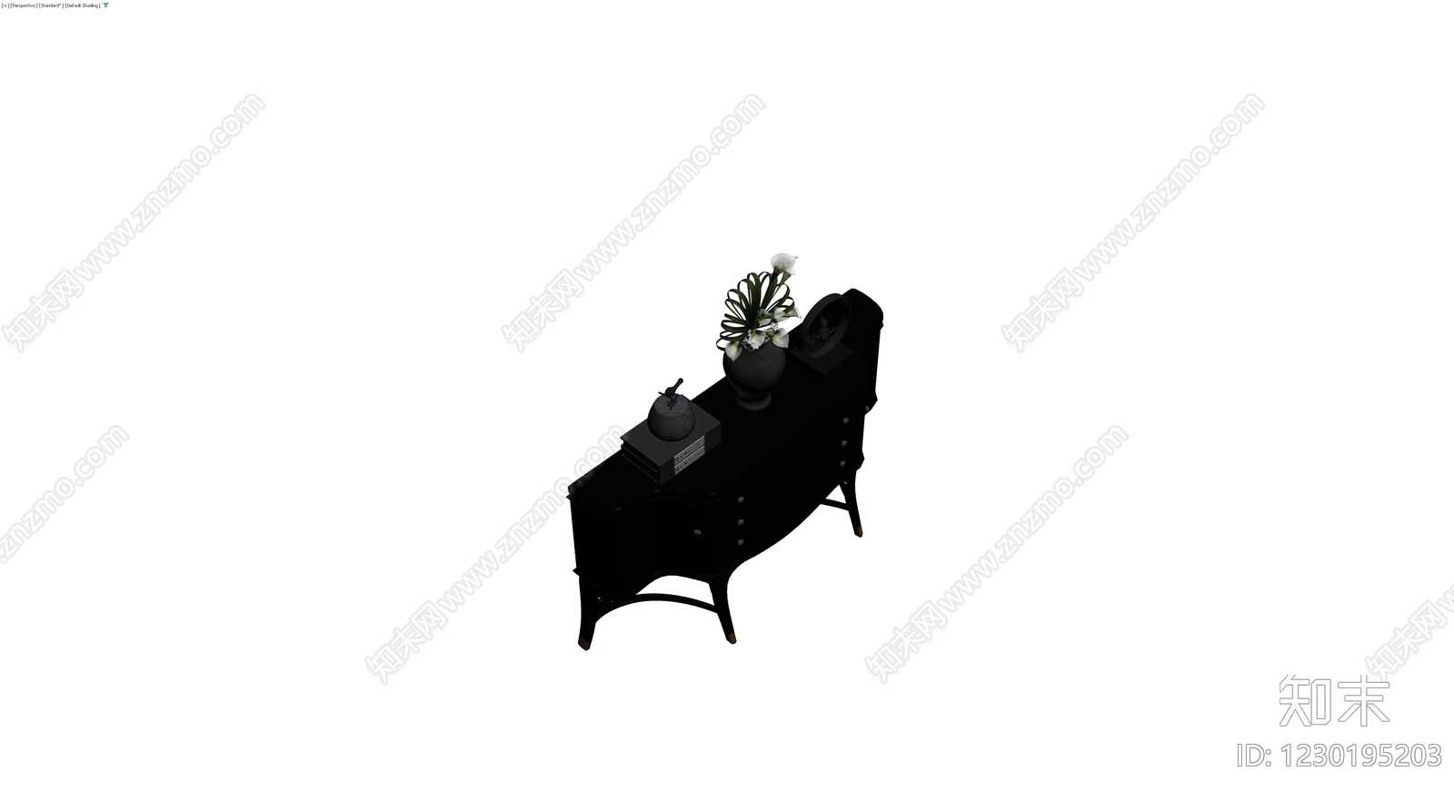 黑色法式边柜组合3D模型下载【ID:1230195203】