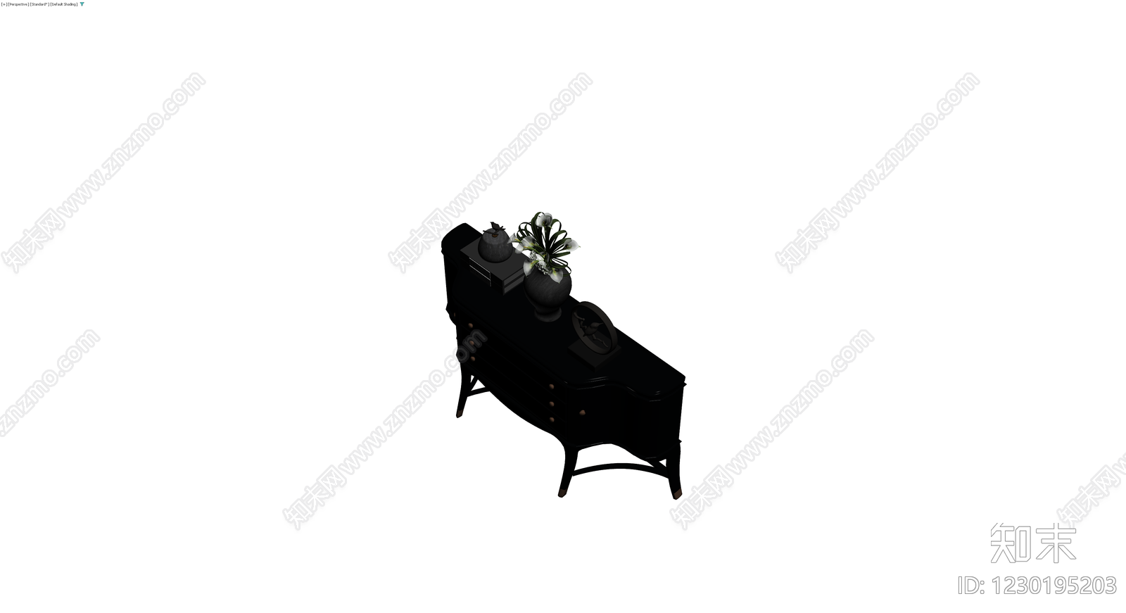 黑色法式边柜组合3D模型下载【ID:1230195203】