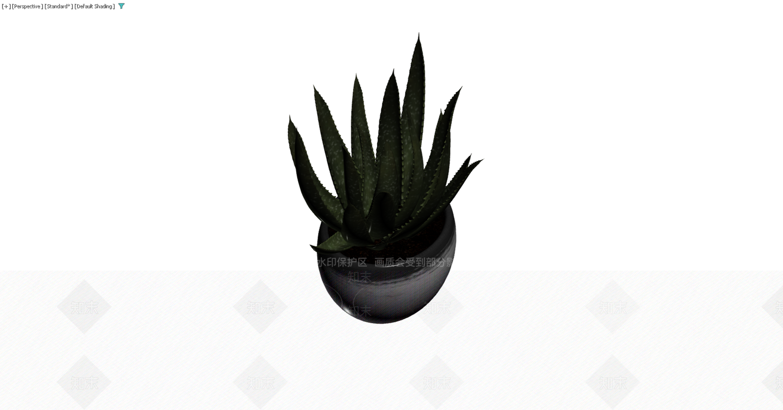 黑色花盆芦荟盆栽3D模型下载【ID:1229577078】