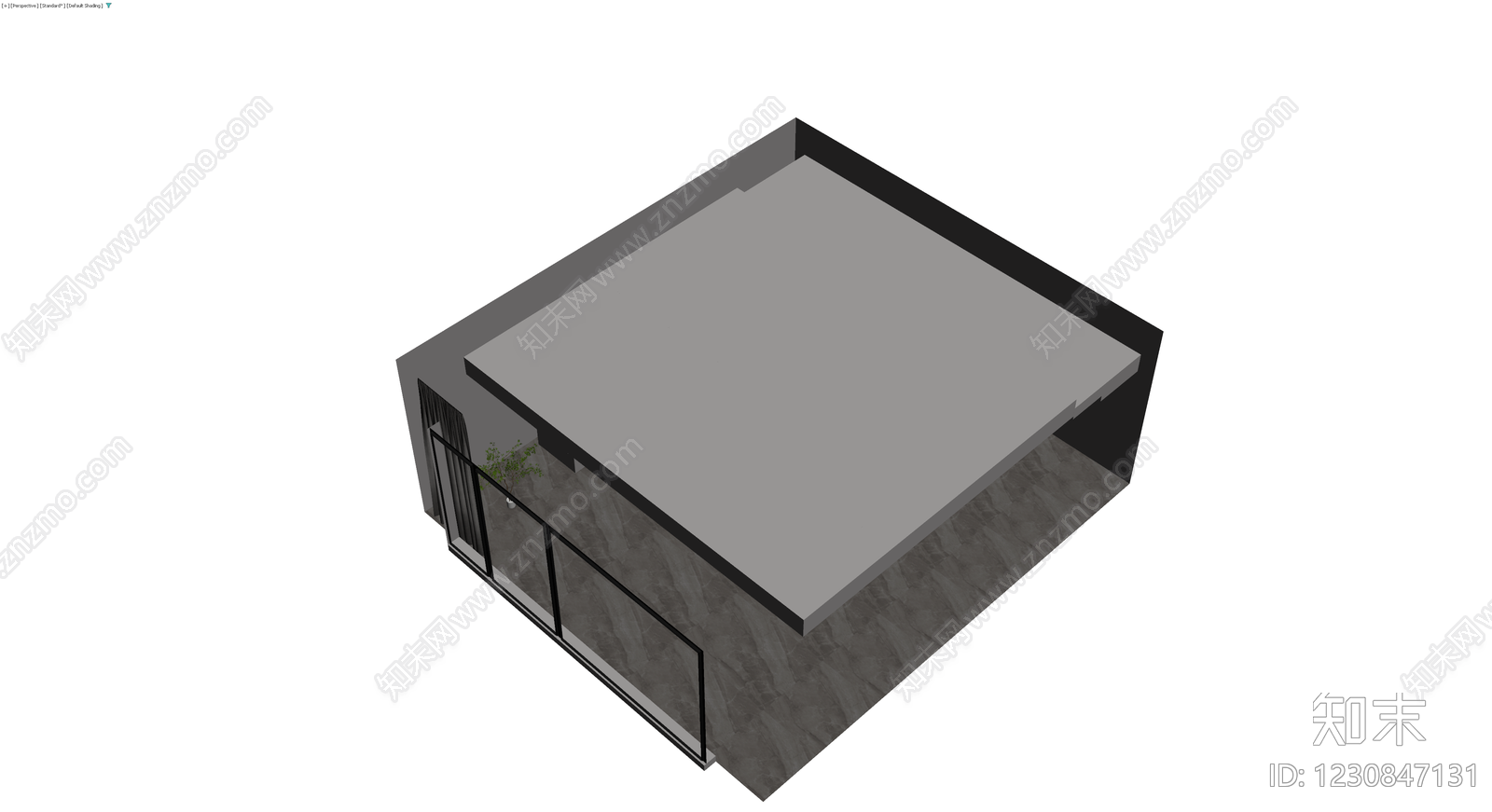 现代落地窗与窗帘组合3D模型下载【ID:1230847131】