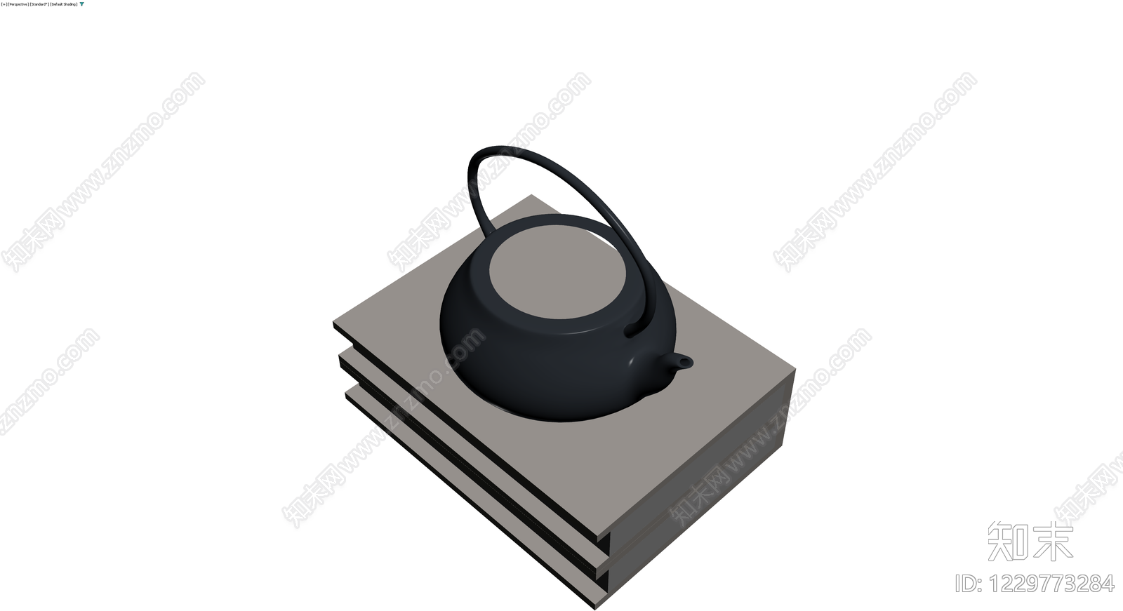 黑色提梁壶与书籍组合3D模型下载【ID:1229773284】