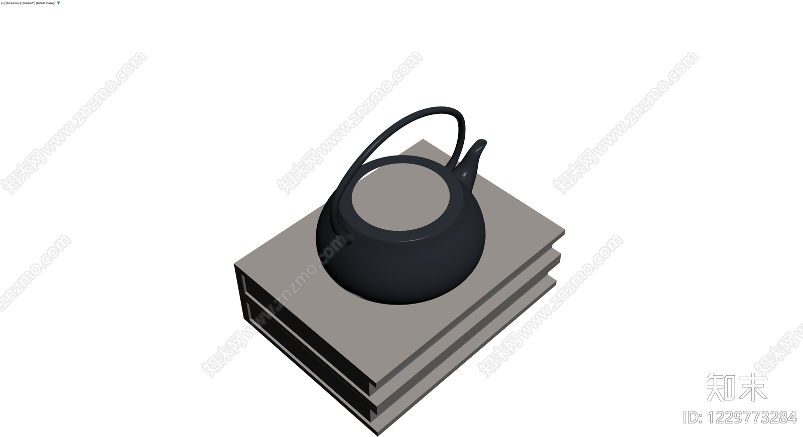 黑色提梁壶与书籍组合3D模型下载【ID:1229773284】