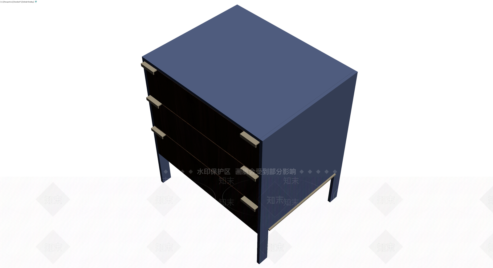 蓝框木纹三斗柜3D模型下载【ID:1230442293】
