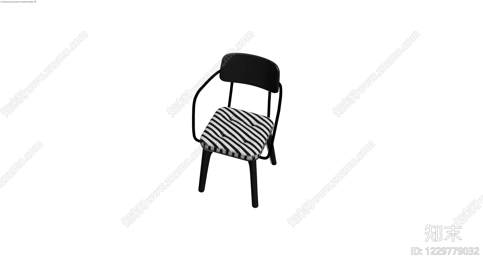 黑白条纹软包扶手椅3D模型下载【ID:1229779032】