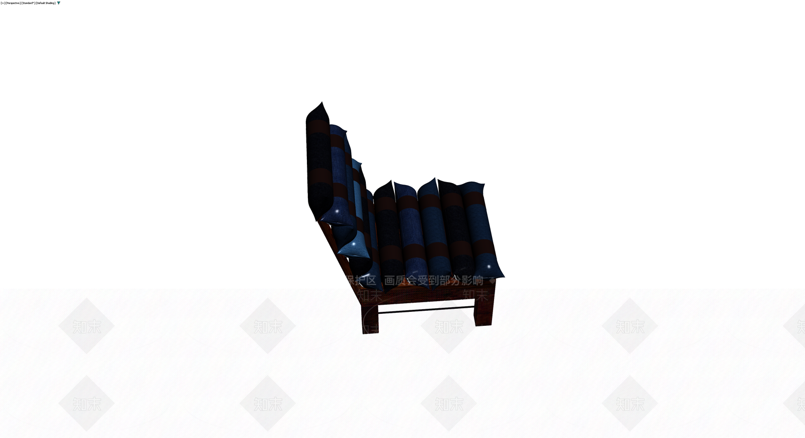 蓝黑条纹软包木质躺椅3D模型下载【ID:1229968586】