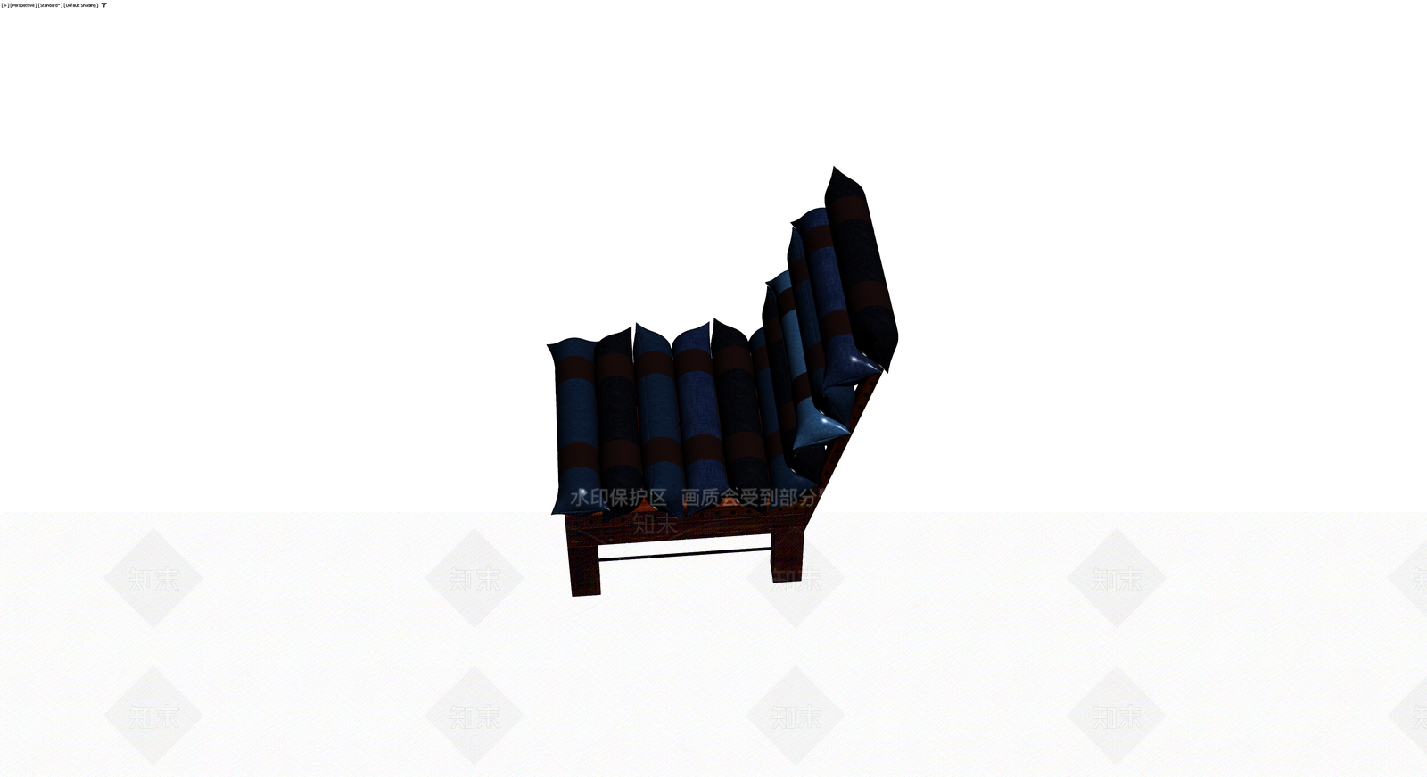 蓝黑条纹软包木质躺椅3D模型下载【ID:1229968586】