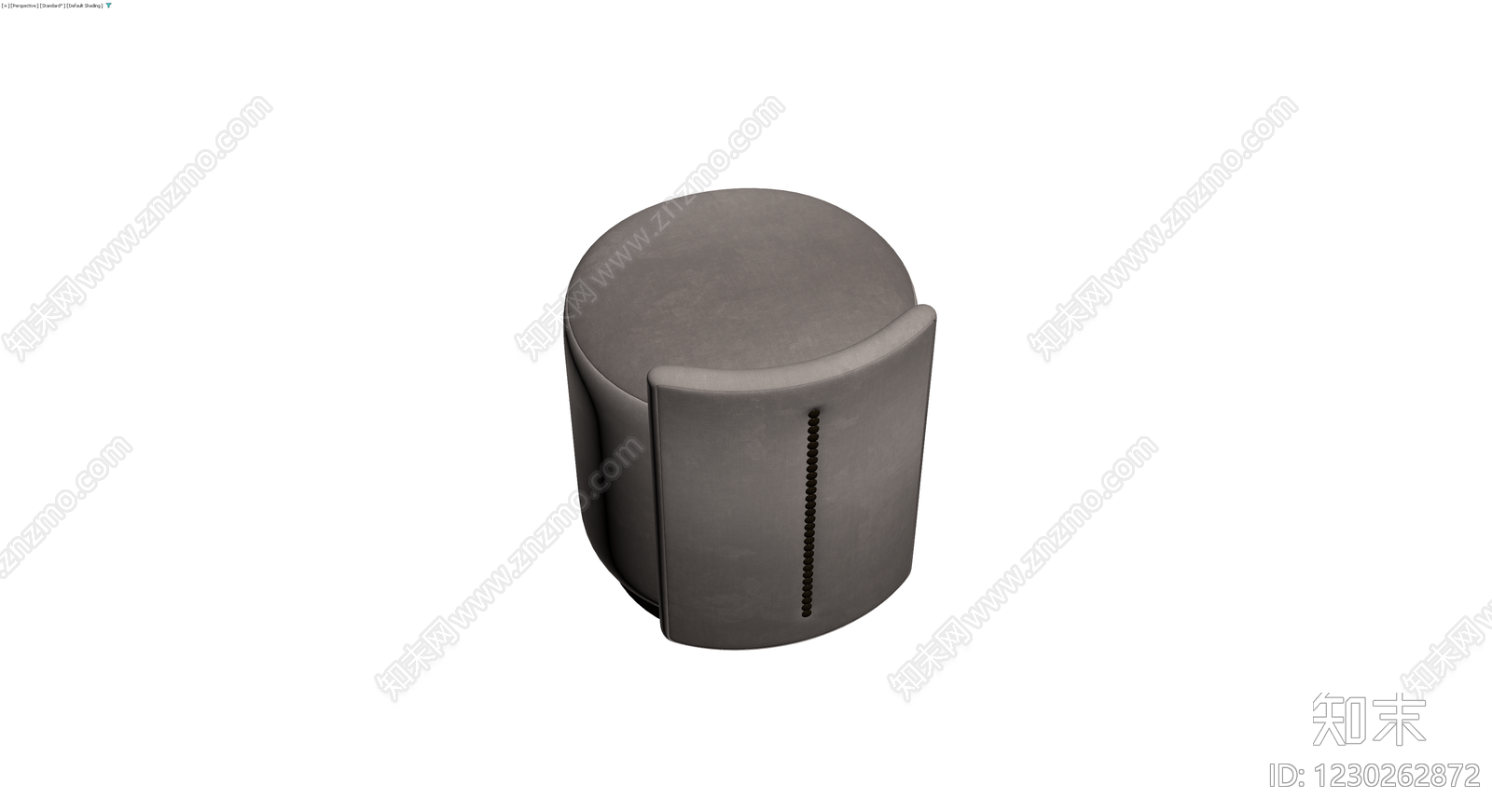 灰色圆形带靠背软包凳3D模型下载【ID:1230262872】