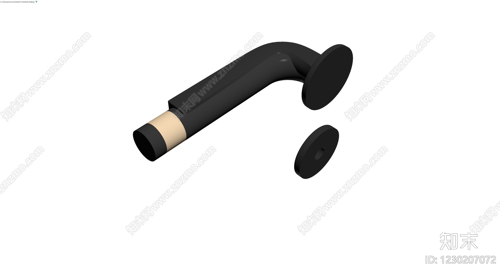 黑色弯柄门把手组件3D模型下载【ID:1230207072】