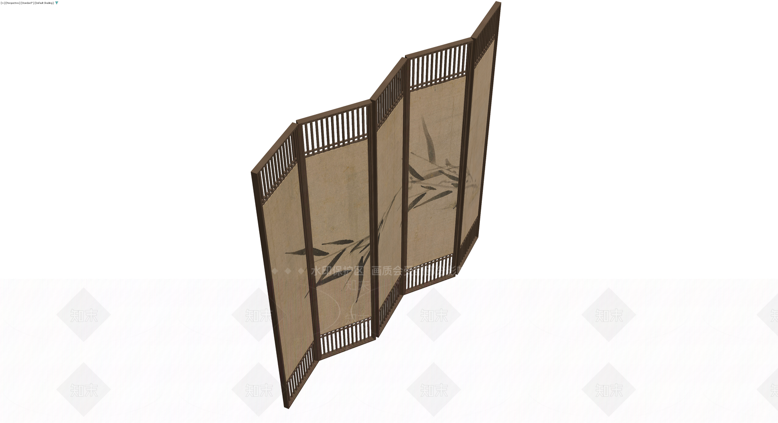 竹纹木质折叠屏风3D模型下载【ID:1230614458】
