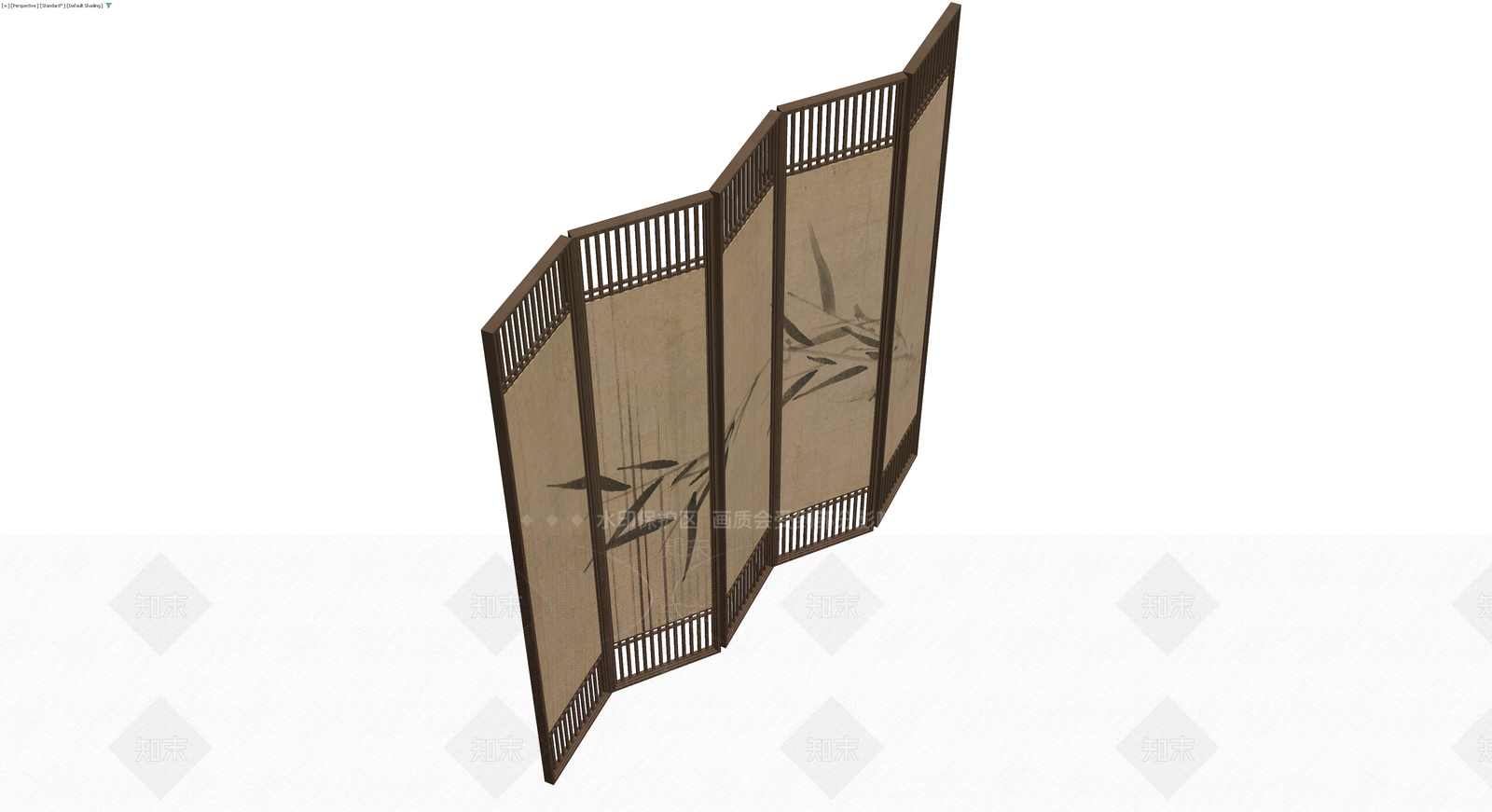 竹纹木质折叠屏风3D模型下载【ID:1230614458】