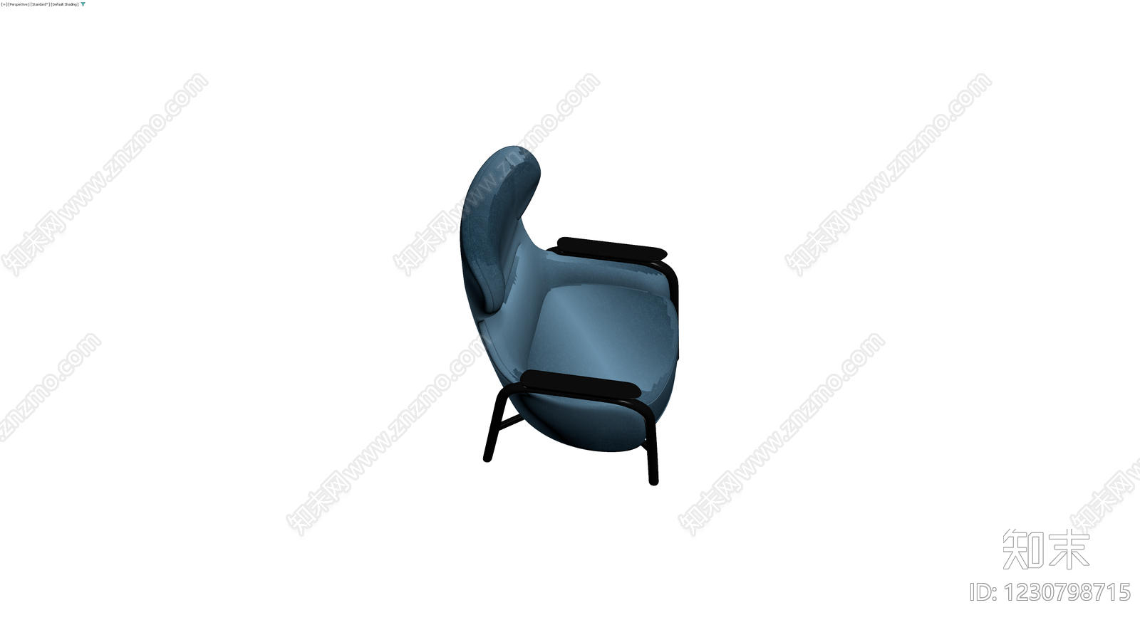 深蓝色软包扶手椅3D模型下载【ID:1230798715】