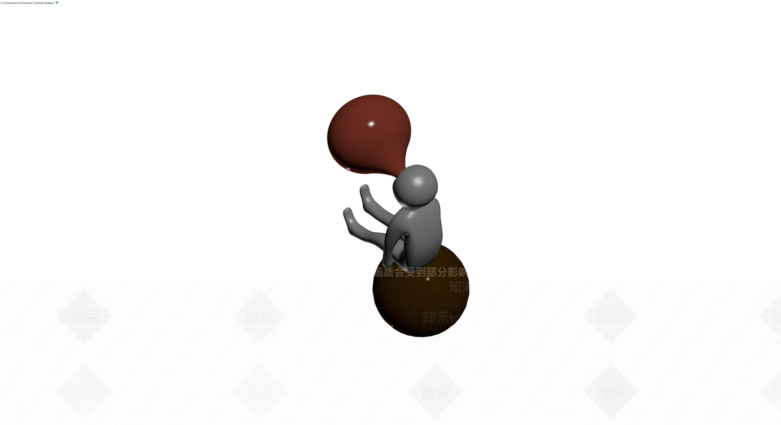 灰色人偶坐球吹气球3D模型下载【ID:1229928721】