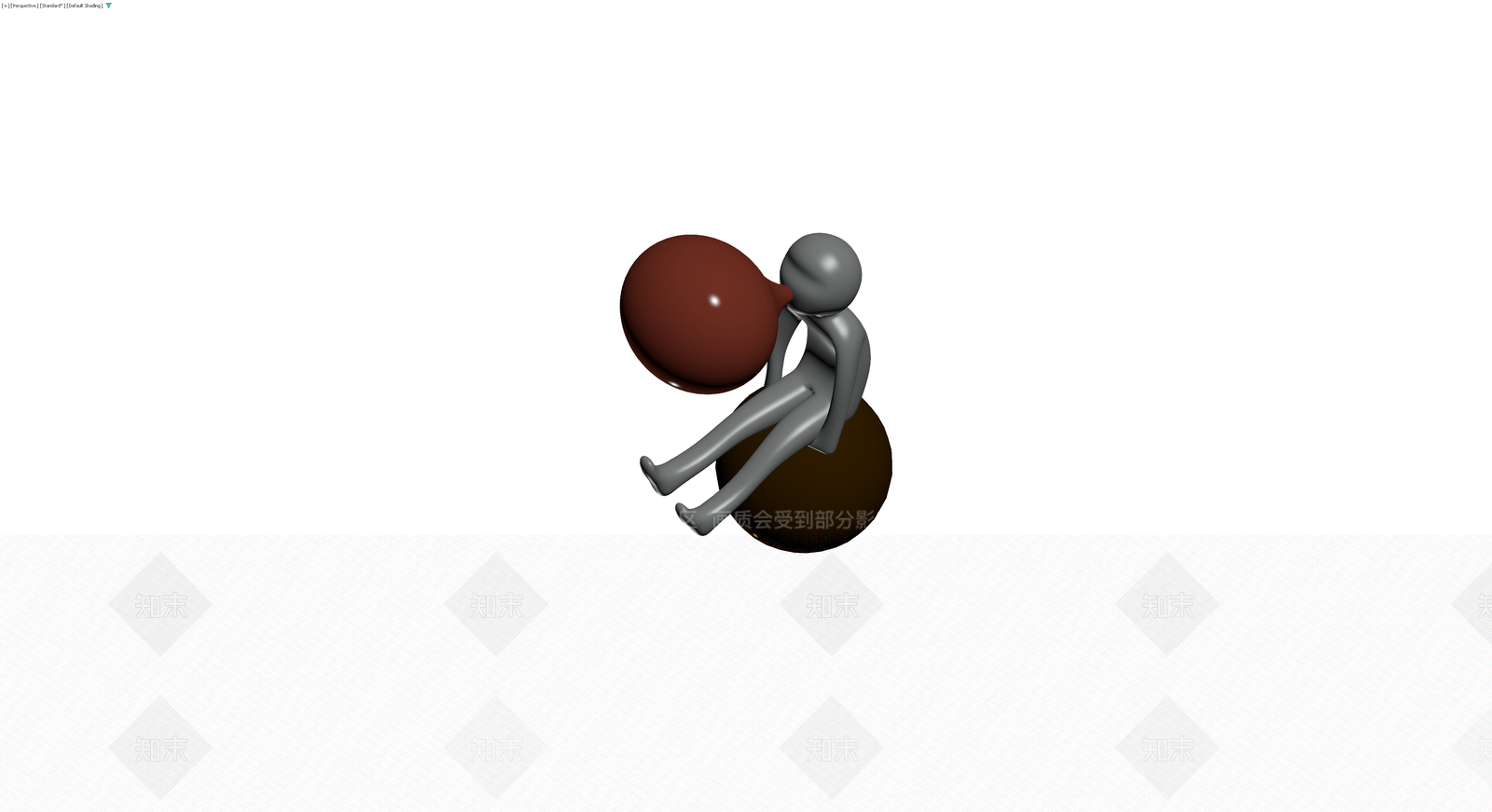 灰色人偶坐球吹气球3D模型下载【ID:1229928721】