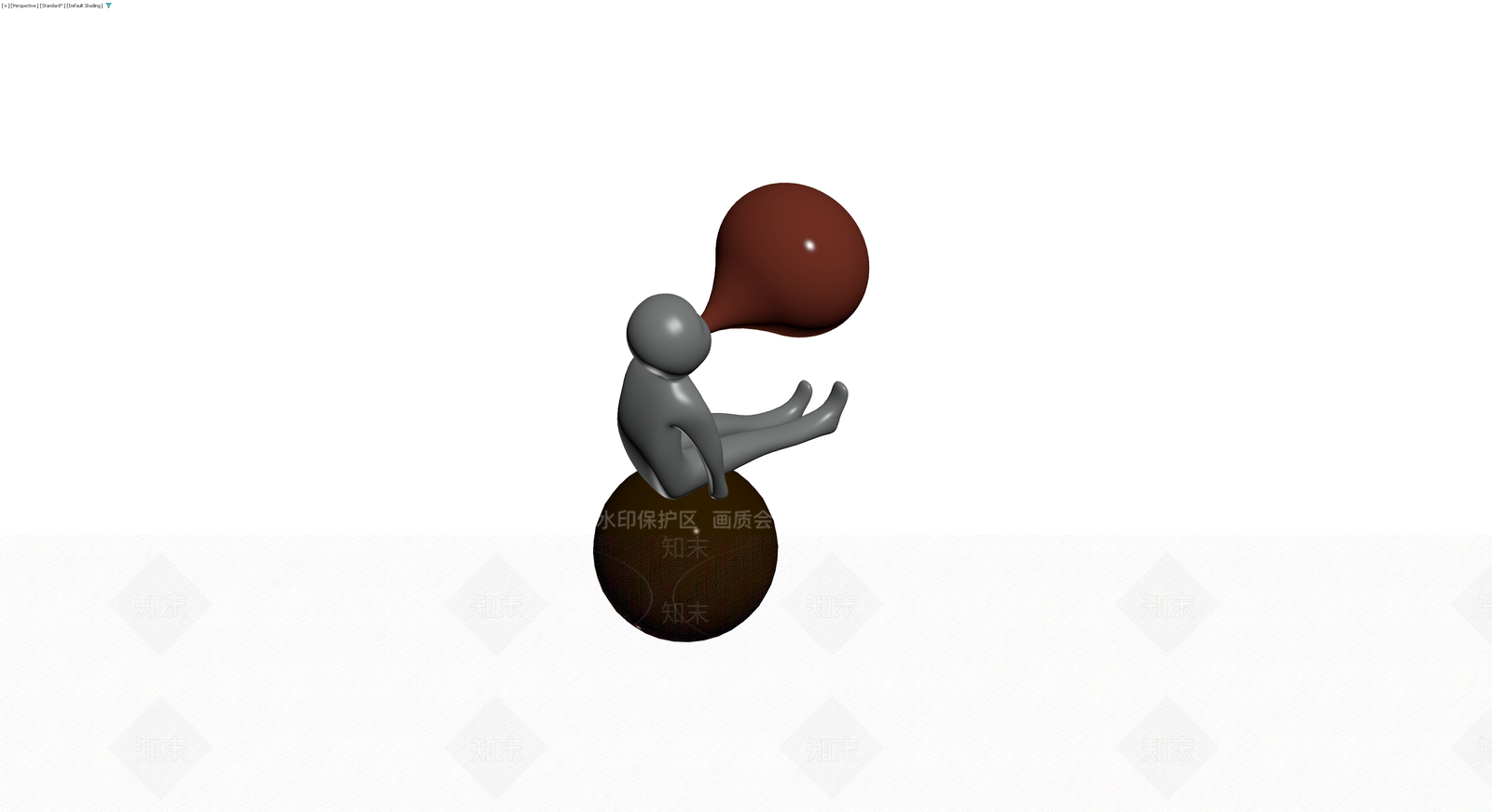 灰色人偶坐球吹气球3D模型下载【ID:1229928721】