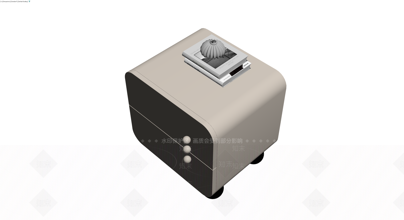 双抽屉圆角床头柜3D模型下载【ID:1229909749】