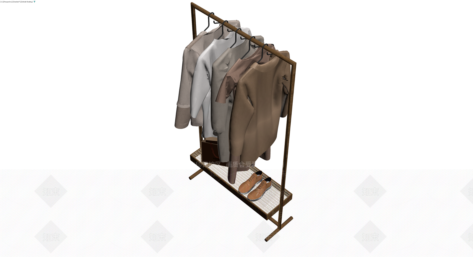 木质挂衣架组合3D模型下载【ID:1230738726】