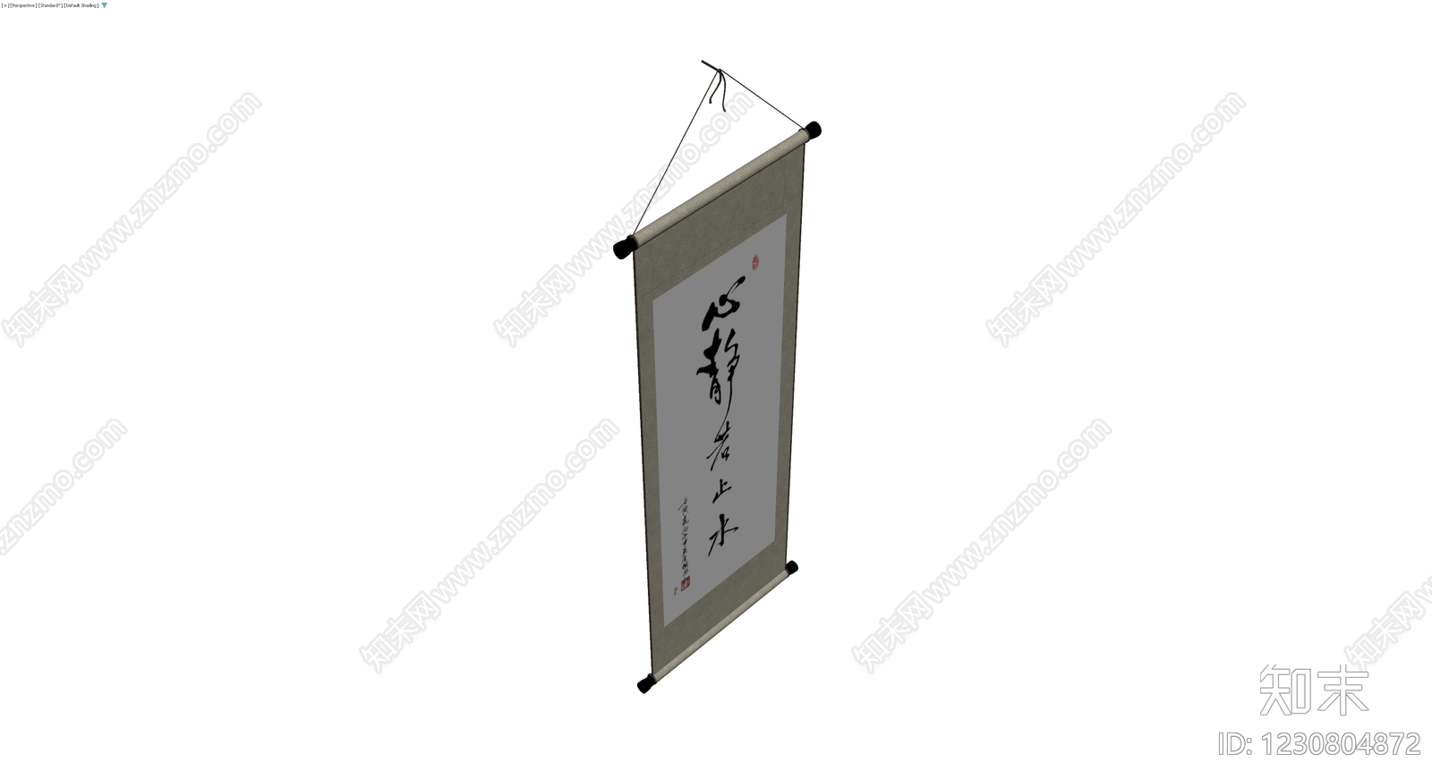 书法挂轴装饰画3D模型下载【ID:1230804872】
