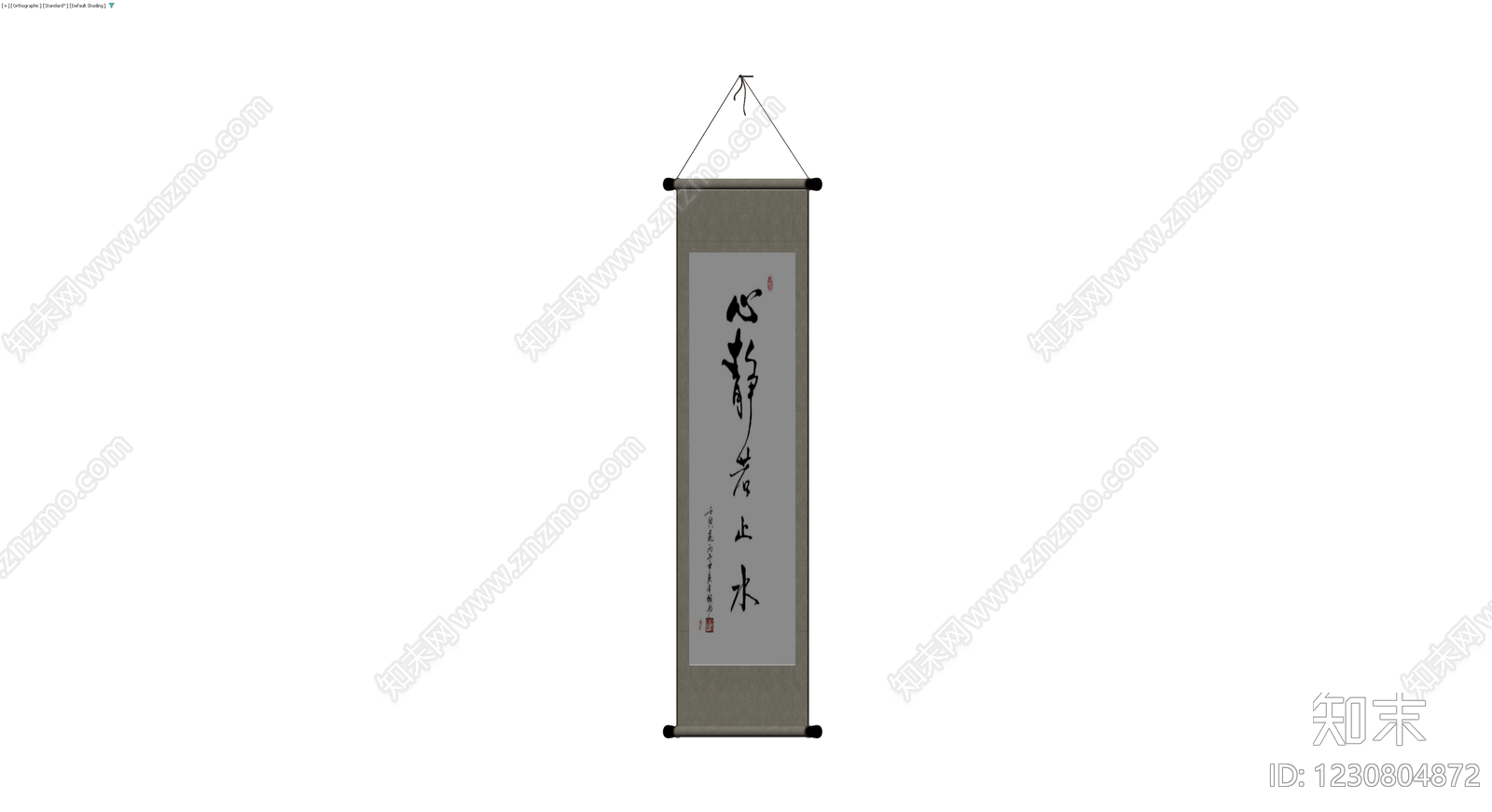 书法挂轴装饰画3D模型下载【ID:1230804872】