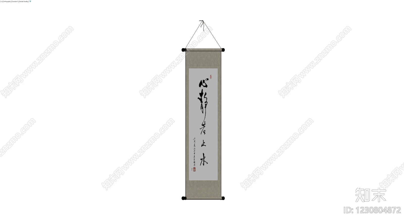 书法挂轴装饰画3D模型下载【ID:1230804872】