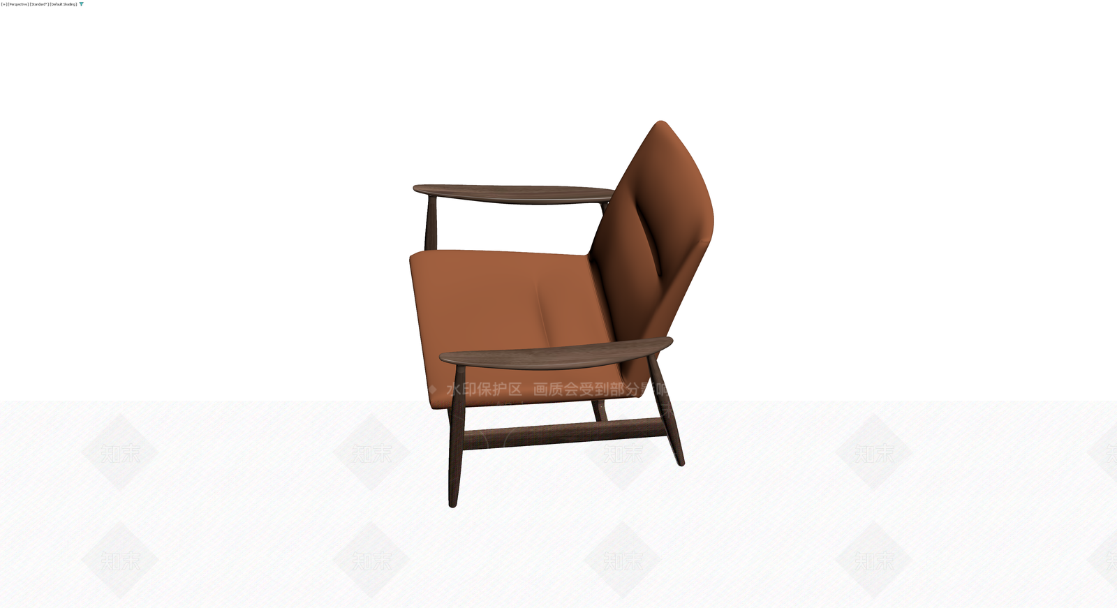 木质框架棕色软包扶手椅3D模型下载【ID:1230335556】