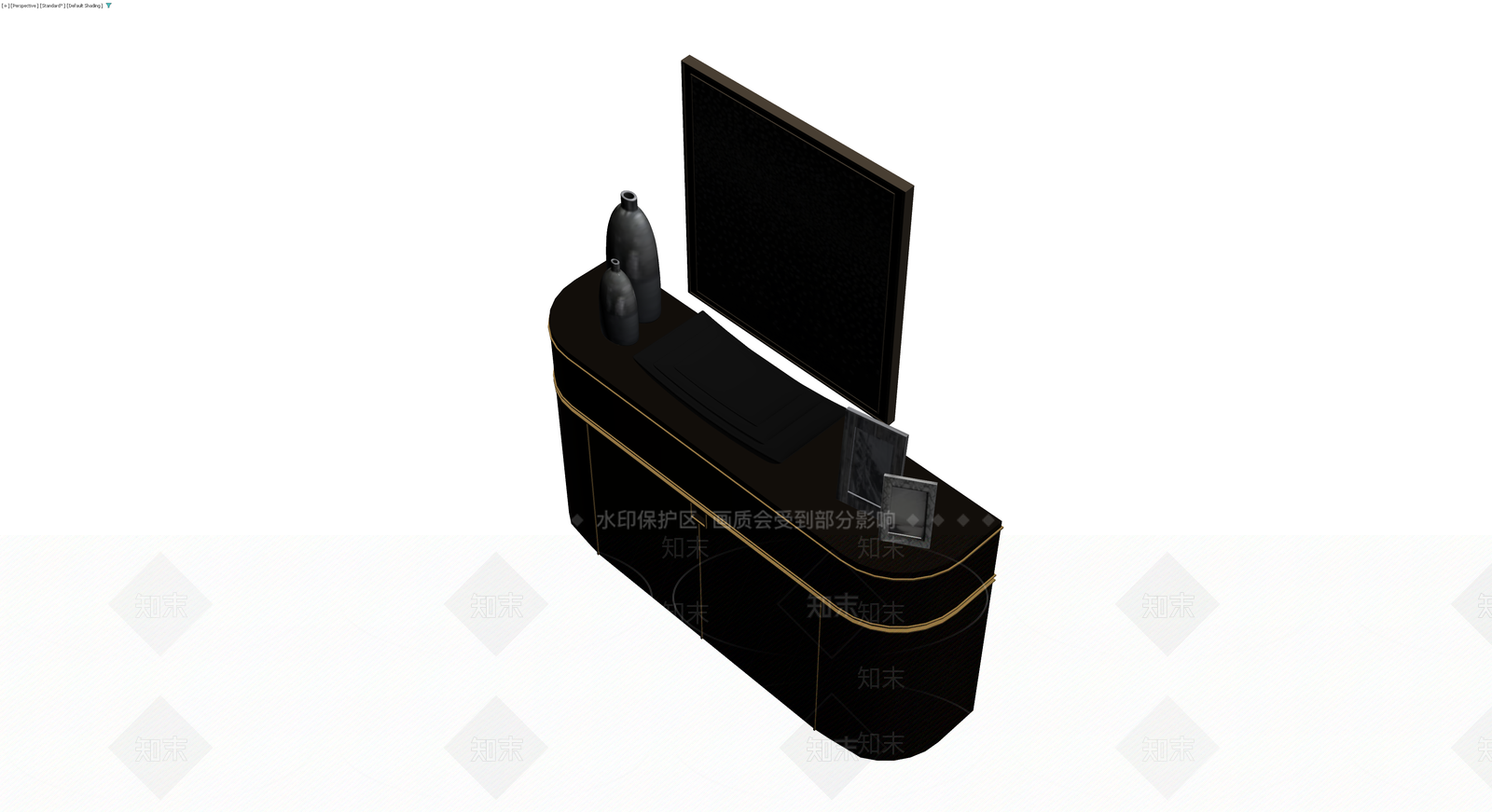 黑色弧形电视柜组合3D模型下载【ID:1230134679】