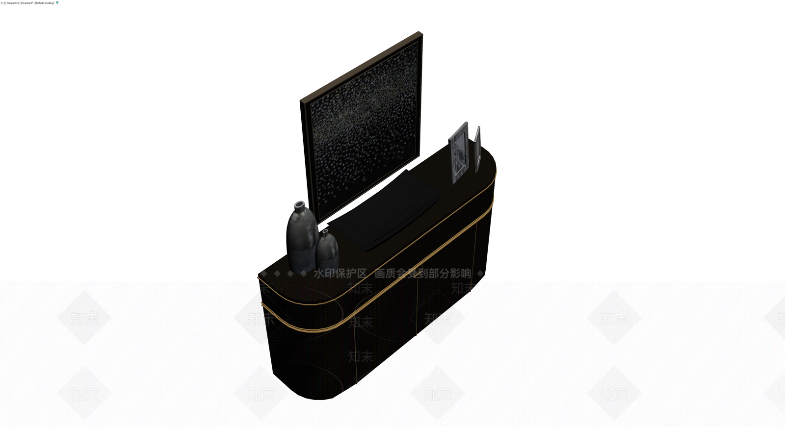 黑色弧形电视柜组合3D模型下载【ID:1230134679】