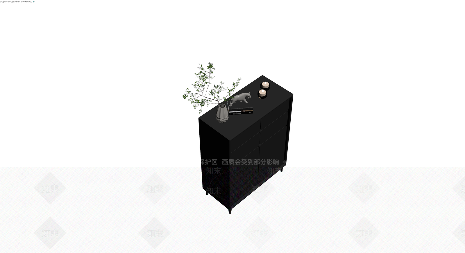 黑色现代储物柜组合3D模型下载【ID:1229612595】