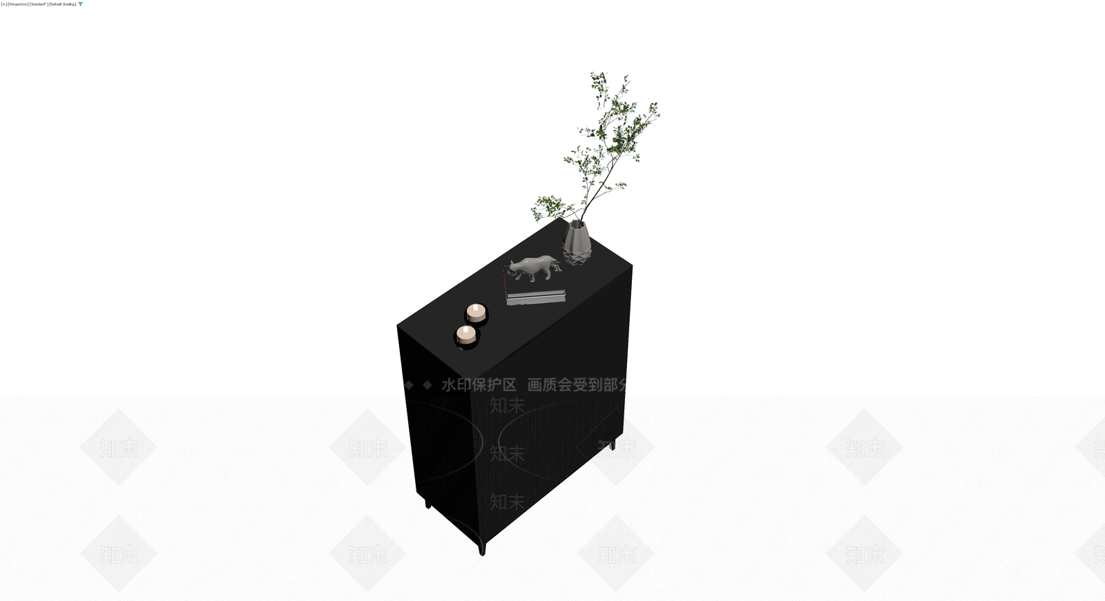 黑色现代储物柜组合3D模型下载【ID:1229612595】