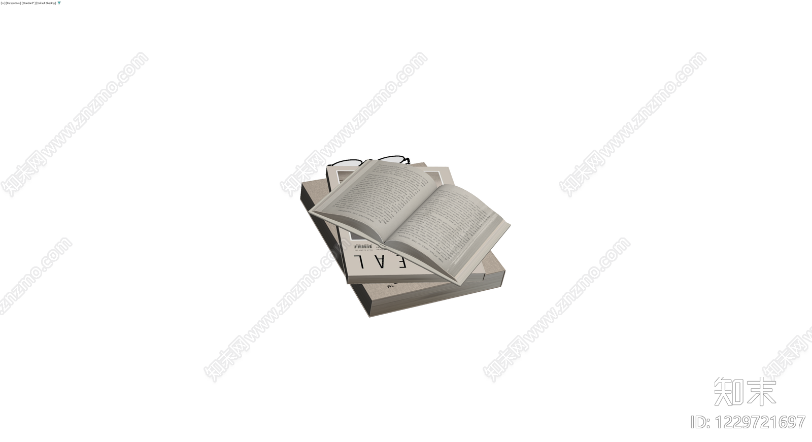 书籍眼镜组合摆件3D模型下载【ID:1229721697】