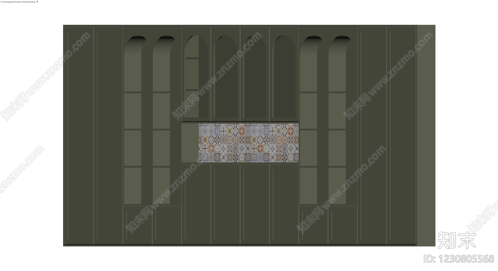 橄榄绿拱门组合储物柜3D模型下载【ID:1230805568】