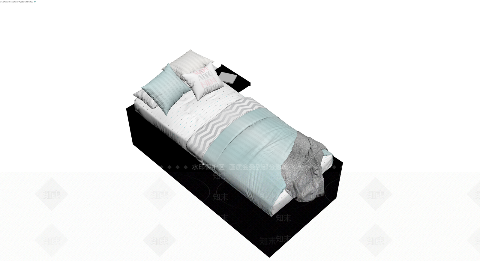 现代风格双人床及床品组合3D模型下载【ID:1230630456】
