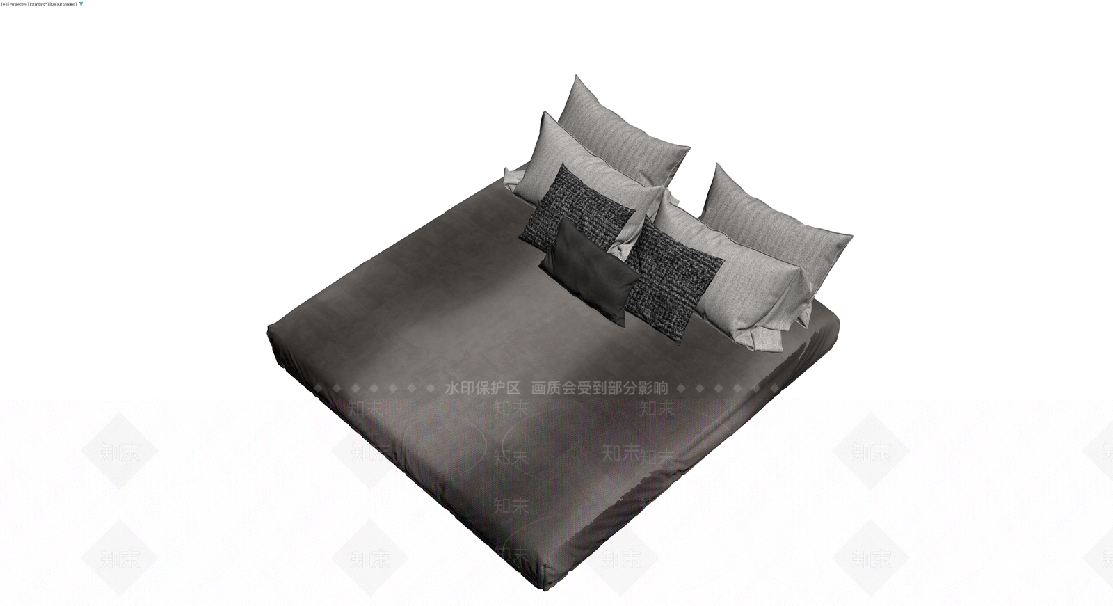 现代灰色布艺床组合3D模型下载【ID:1230562963】